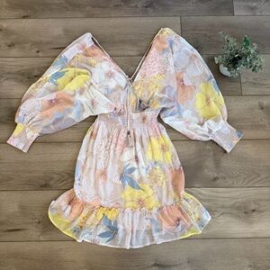 Mahina Multi Colored Floral Mini Dress Size Medium